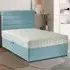 Dozer Small Double Divan Bed with Lined Headboard - Blue, Velvet
