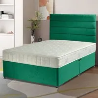 Dozer Super King Divan Bed with Lined Headboard - Green, Velvet