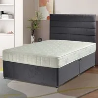 Dozer Super King Divan Bed with Lined Headboard - Silver, Velvet