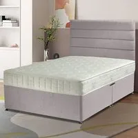 Dozer Super King Divan Bed with Lined Headboard - Silver, Velvet