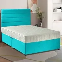 Dozer Super King Divan Bed with Lined Headboard - Teal, Velvet