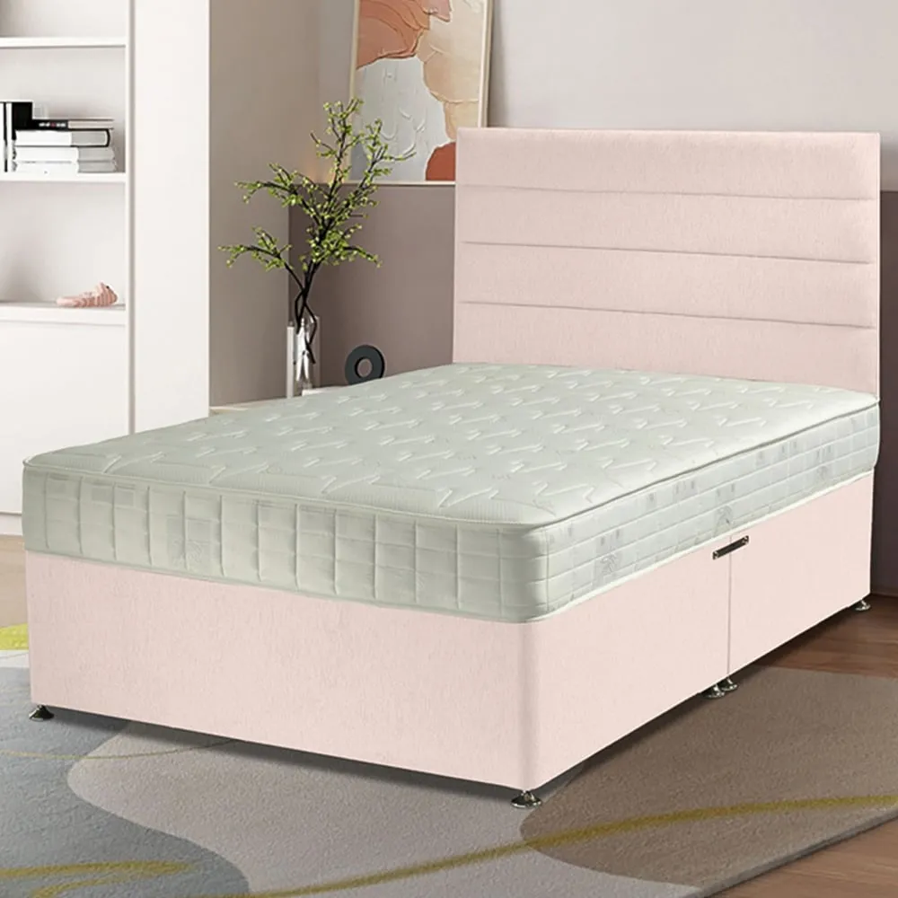 Dozer Super King Size Divan Bed with Lined Headboard - Pink, Velvet