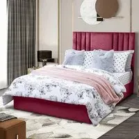 Dreamer Double Divan Bed with Lined Headboard - Maroon