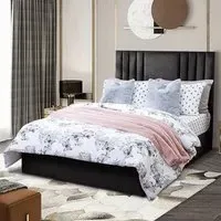 Dreamer King Size Divan Bed with Lined Headboard - Black