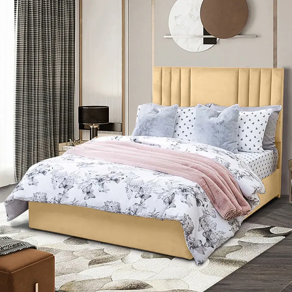 Dreamer Single Divan Bed with Lined Headboard - Cream
