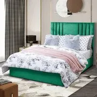 Dreamer Small Double Divan Bed with Lined Headboard - Emerald