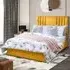 Dreamer Small Double Divan Bed with Lined Headboard - Mustard