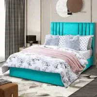 Dreamer Small Double Divan Bed with Lined Headboard - Teal