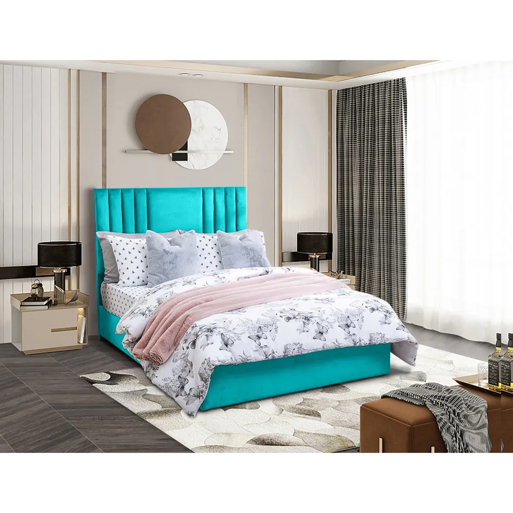 Dreamer Super King Size Divan Bed with Lined Headboard - Green