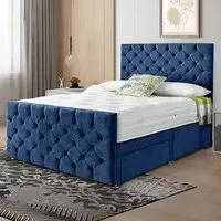 Dreamscape Double Divan Bed with Storage - Sapphire, Velvet