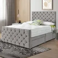 Dreamscape King Size Divan Bed with Storage - Silver, Velvet