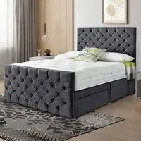 Dreamscape Super King Size Divan Bed with Storage - Silver, Velvet