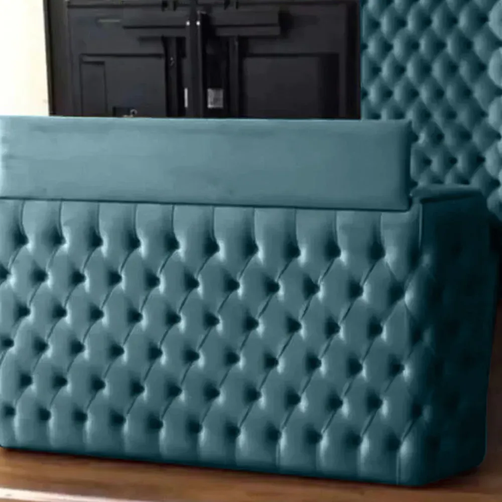 Elisa Double TV Bed Frame with Curved Headboard - Duck Egg, Velvet