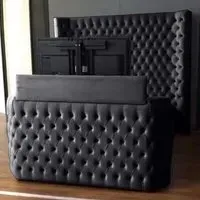 Elisa Double TV Bed Frame with Curved Headboard - Steel, Velvet