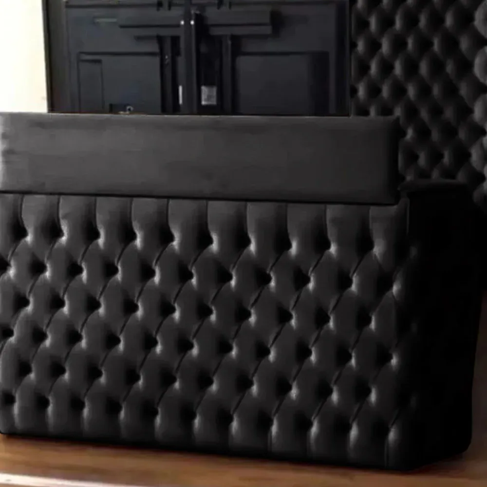 Elisa King Size TV Bed Frame with Curved Headboard - Black, Velvet