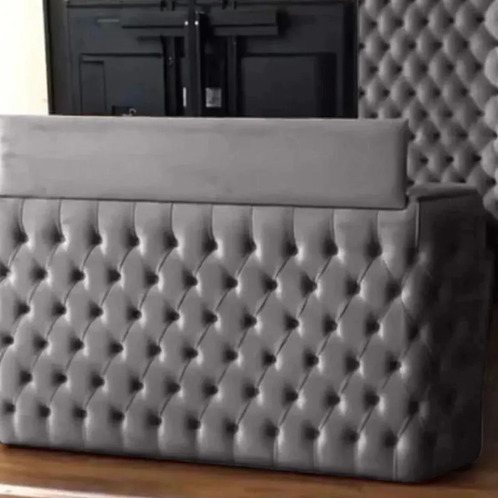 Elisa King Size TV Bed Frame with Curved Headboard - Silver, Velvet