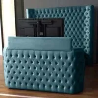 Elisa Super King Size TV Bed Frame with Curved Headboard - Blue, Velvet