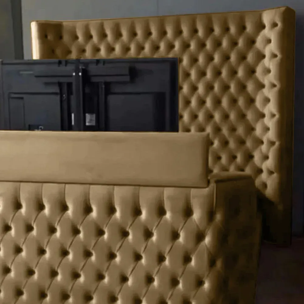 Elisa Super King Size TV Bed Frame with Curved Headboard - Cream, Velvet