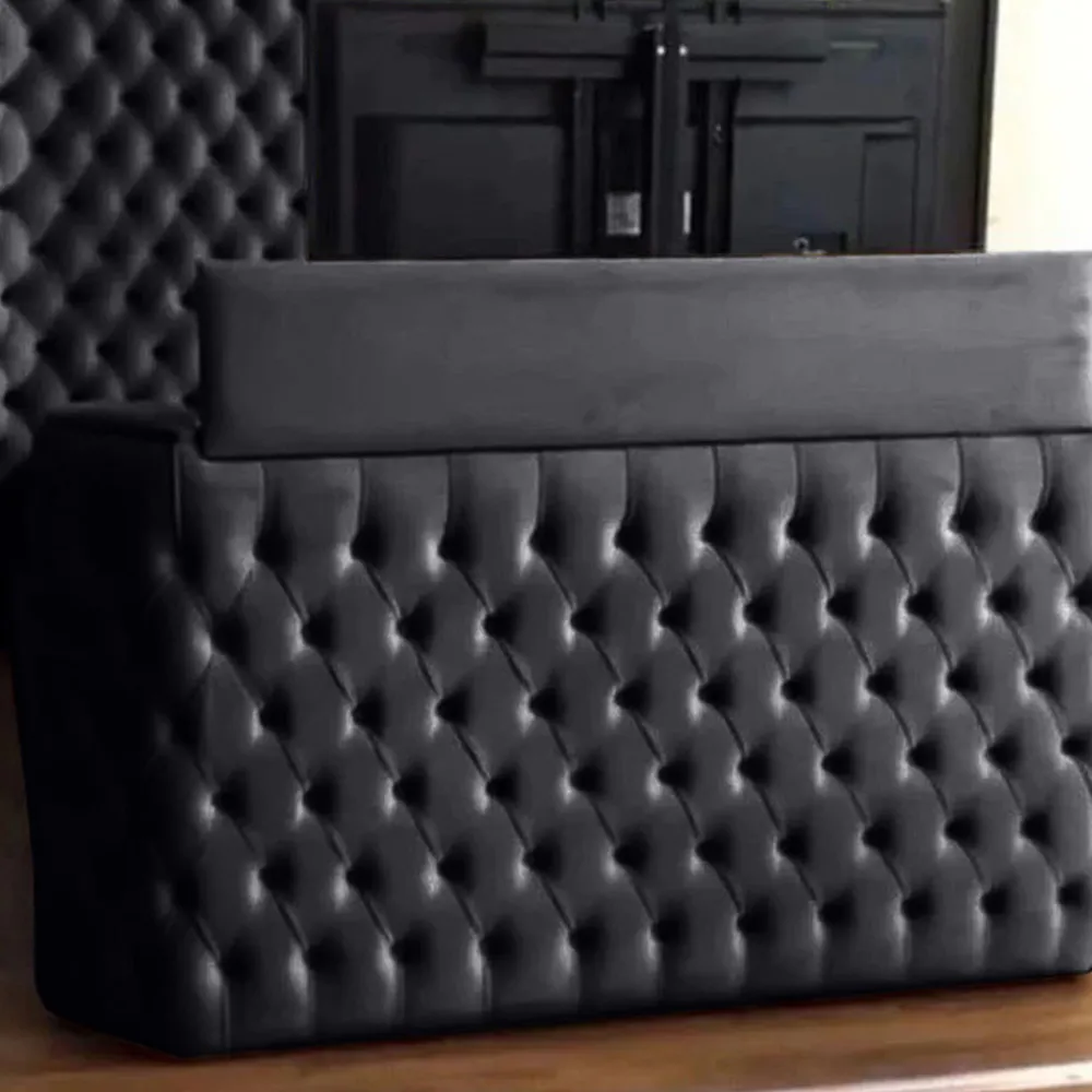 Elisa Super King Size TV Bed Frame with Curved Headboard - Grey, Velvet