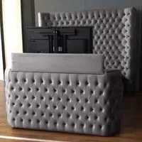 Elisa Super King Size TV Bed Frame with Curved Headboard - Silver, Velvet