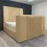 Emri Super King Size TV Bed Frame with Lined Headboard - Beige, Velvet