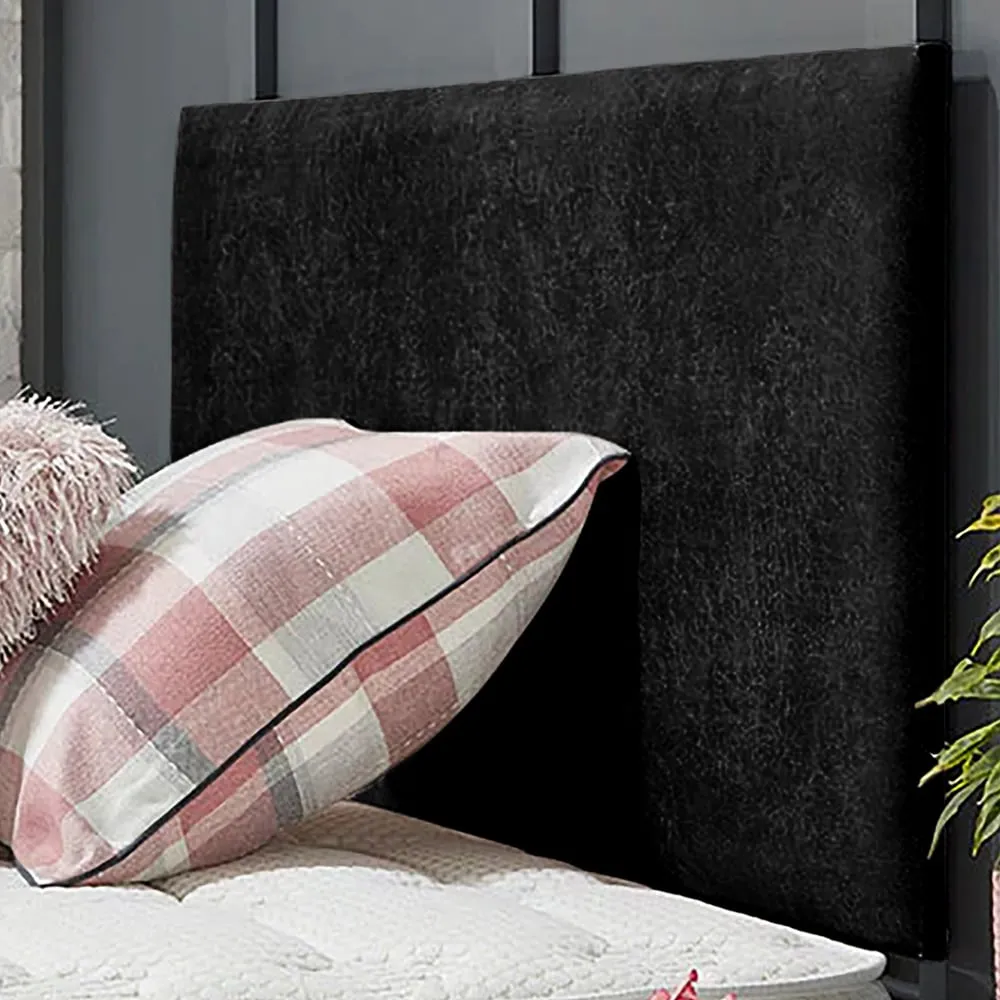 Fluso Double Strutted Headboard - Black, Naples Fabric