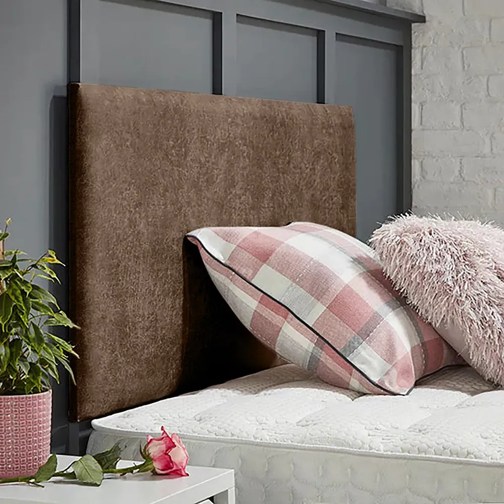 Fluso Double Strutted Headboard - Brown, Naples Fabric