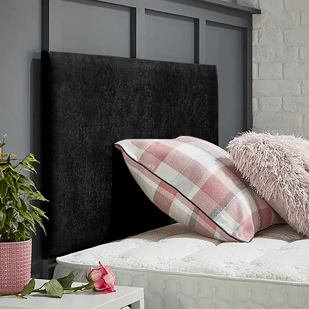 Fluso Single Strutted Headboard - Black, Naples Fabric