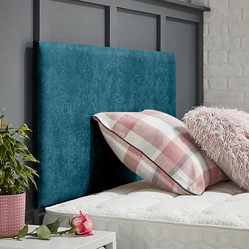 Fluso Super King Size Strutted Headboard - Teal, Naples Fabric