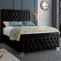 Gelson Double Bed Frame with Chesterfield Headboard - Black, Velvet