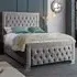 Gelson Double Bed Frame with Chesterfield Headboard - Silver, Velvet