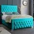Gelson Double Bed Frame with Chesterfield Headboard - Teal, Velvet