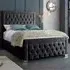 Gelson Super King Size Bed Frame with Chesterfield Headboard - Grey, Velvet