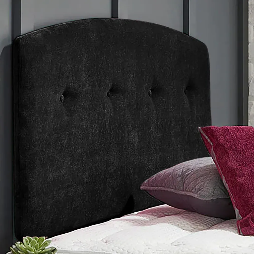 Harris Small Double Strutted Headboard - Black, Naples Fabric