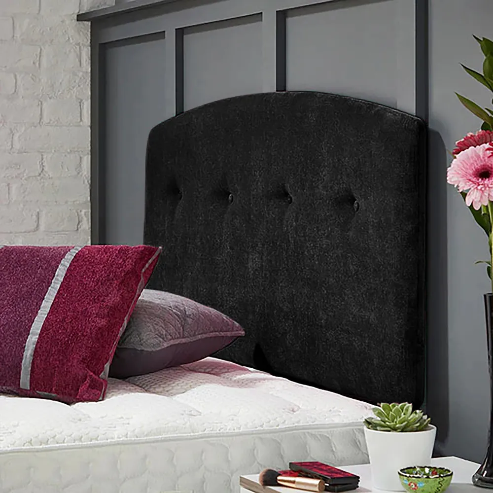 Harris Small Single Strutted Headboard - Black, Naples Fabric