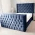 Lokie Double TV Bed Frame with Remote - Blue, Velvet