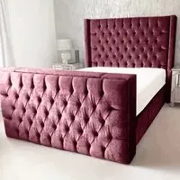 Lokie King Size TV Bed Frame with Remote - Brown, Velvet