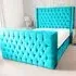 Lokie King Size TV Bed Frame with Remote - Teal, Velvet