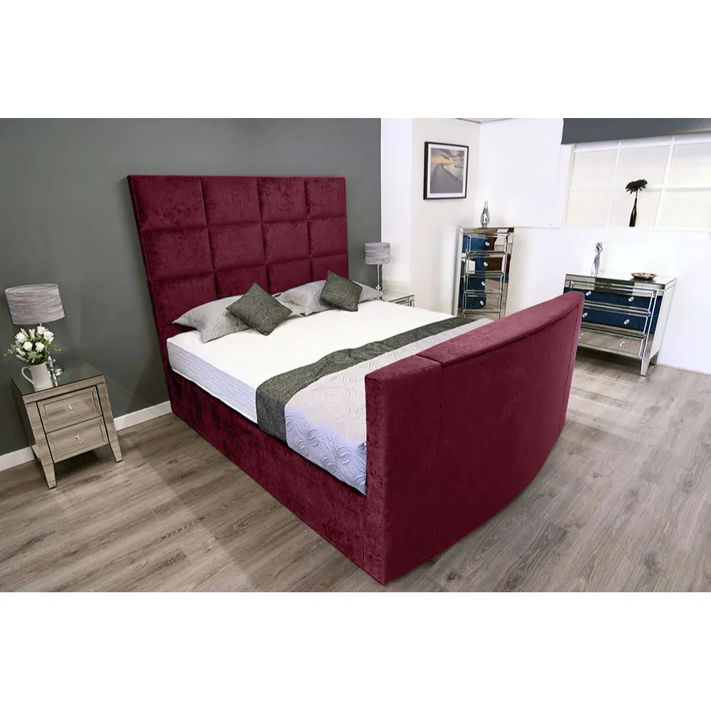 Lurvi Double TV Bed Frame - Brown, Velvet
