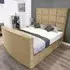 Lurvi King Size TV Bed Frame - Beige, Velvet