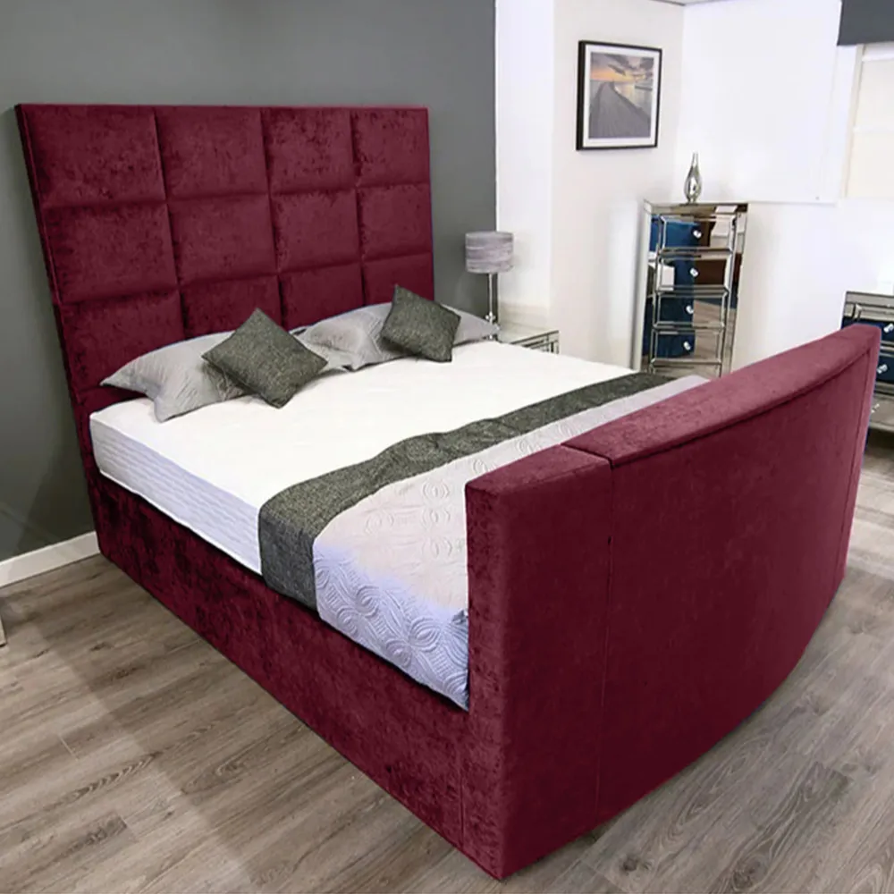 Lurvi King Size TV Bed Frame - Brown, Velvet