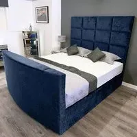 Lurvi Super King Size TV Bed Frame - Blue, Velvet