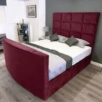 Lurvi Super King Size TV Bed Frame - Maroon, Velvet