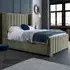 Meriso King Size Bed Frame with Winged Headboard - Grey, Velvet