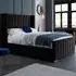 Meriso Super King Size Bed Frame with Winged Headboard - Black, Velvet