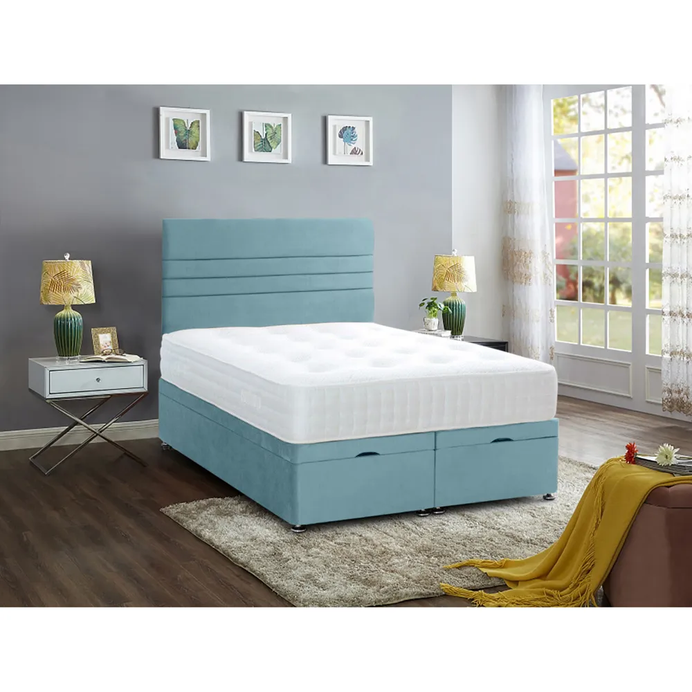 Napster Double Ottoman Bed with Storage - Duck Egg, Velvet