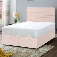 Napster King Size Ottoman Bed with Storage - Pink, Velvet