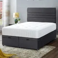 Napster Super King Size Ottoman Bed with Storage - Silver, Velvet