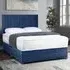 Naptime Small Double Divan Bed with Lined Headboard - Blue, Velvet