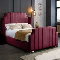 Nelly Double Bed Frame with Winged Headboard - Brown, Velvet